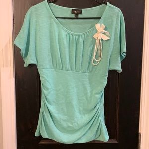 IZ Byer Junior’s Large Blouse with Brooch